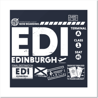 Vintage Edinburgh EDI Airport Code Travel Day Retro Travel Tag Scotland Alt Posters and Art